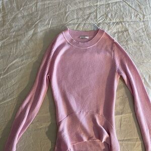 Elegant Pink Ribbed Women's Sweater